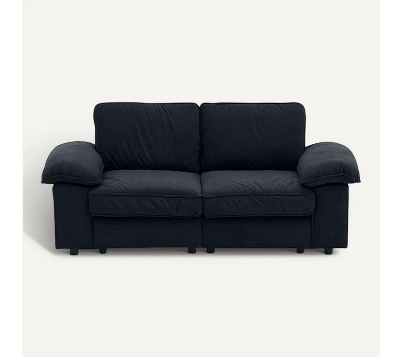 Canapé Adulte 2 Places — Assise 136x61 Cm En Velours Noir, Coffre De Rangement Et Accoudoirs