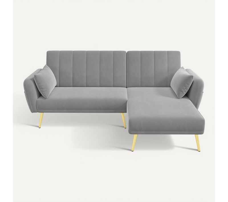 Canapé D'angle Convertible Gris 191,5 X 130,5 Cm Pour Salon