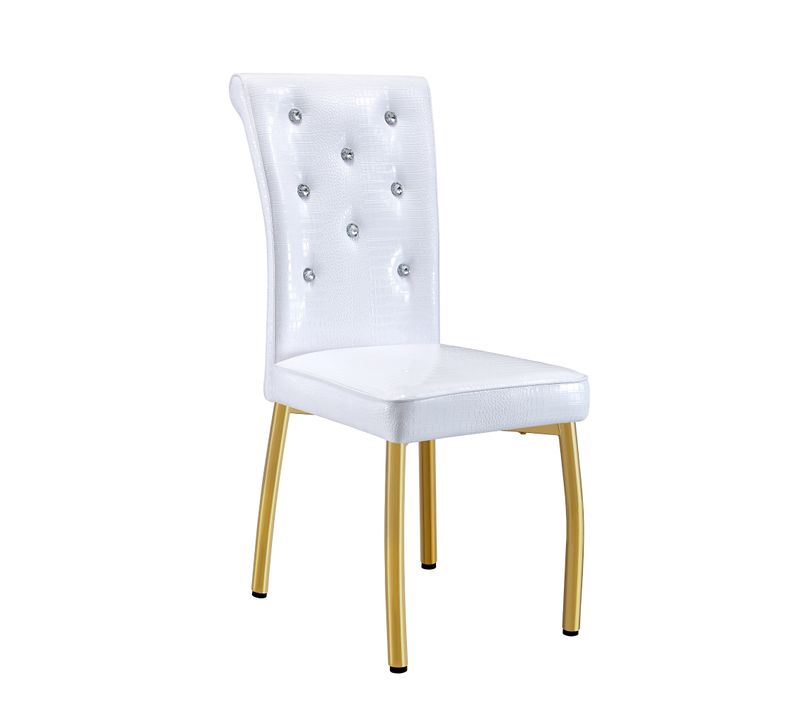 Chaises De Salle à Manger Blanches Et Dorées à Revêtement Texturé