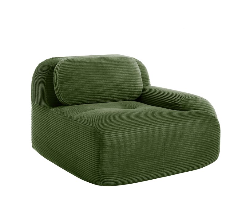 Canapé D’angle Modulaire Vert En Tissu Côtelé Pour Salon