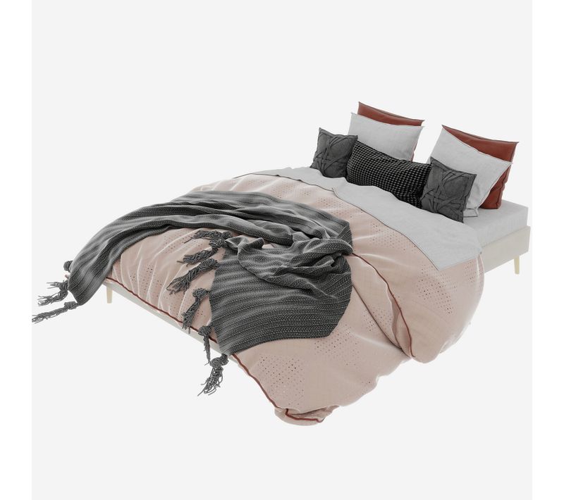 Lit Double 160x200 Cm Avec Cadre Minimaliste En Velours Beige