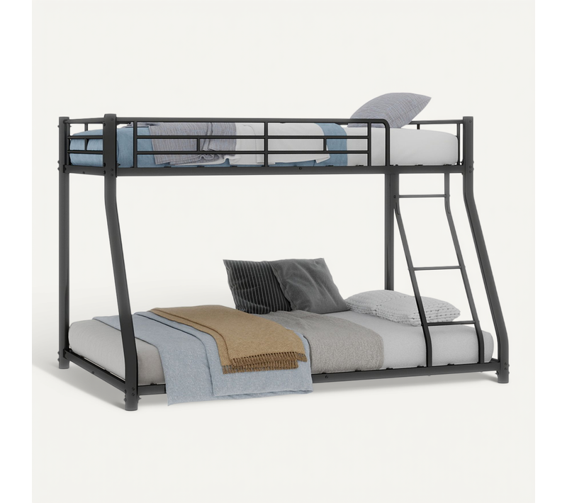 Lit Superposé 190x140cm En Métal Avec échelle Et Barrières De Sécurité