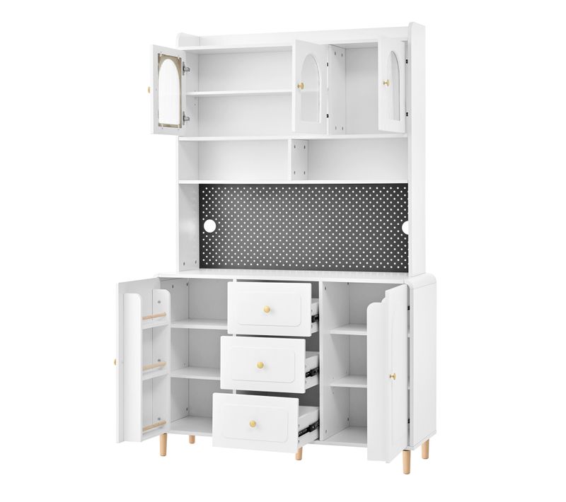 buffet de cuisine 120 X 40 X 190 Cm Avec Panneau Perforé, Blanc