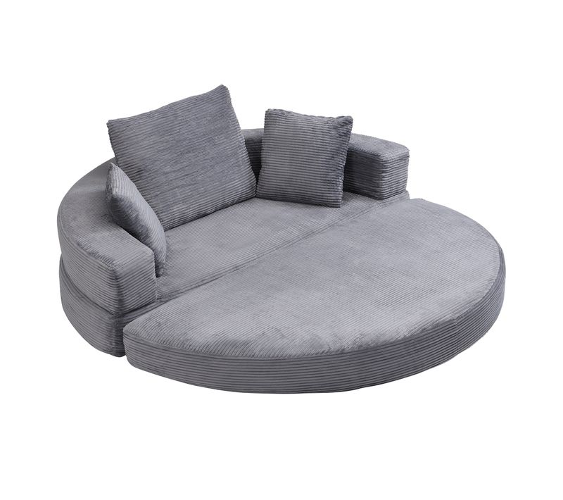 Canapé-lit Pliable Gris 173 X 176 Cm 2-en-1 Pour Petit Espace