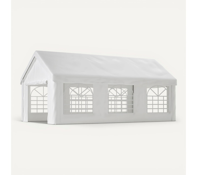 Garage Tente 3x6 M Avec Double Portes Enroulables Et Structure En Acier, Blanc