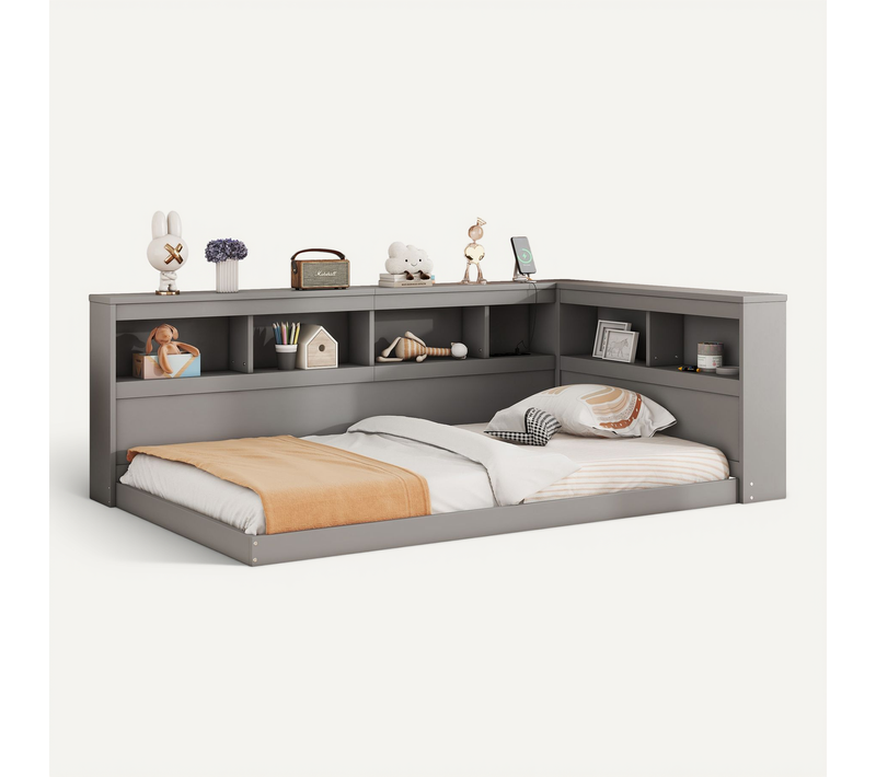 Lit Simple 90x200 Cm Avec Structure En Panneau De Particules Et Fonction Chargeur USB