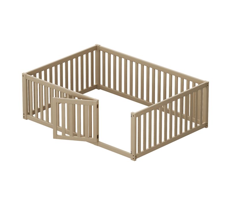 Lit Enfant 140x200 Cm Avec Cadre En Bois Et Barrière Sécurisée