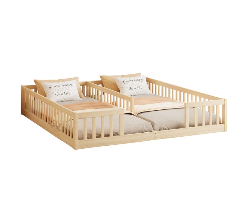 lit enfant  Au Sol 2x90x200 Cm Avec Structure En Pin Naturel