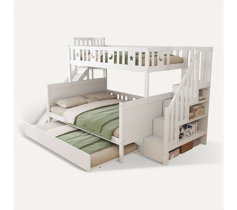 Lit Superposé Pour Enfants 90x200/140x200 Cm Avec échelle De Sécurité Et Rangement