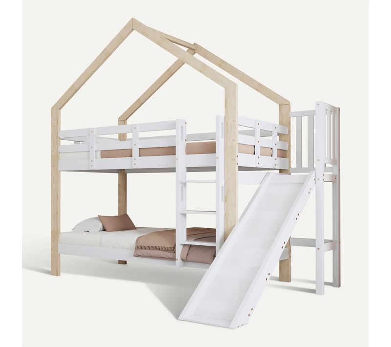 Lit Superposé 90x200 Cm Avec Toboggan Et échelle Sécurisée