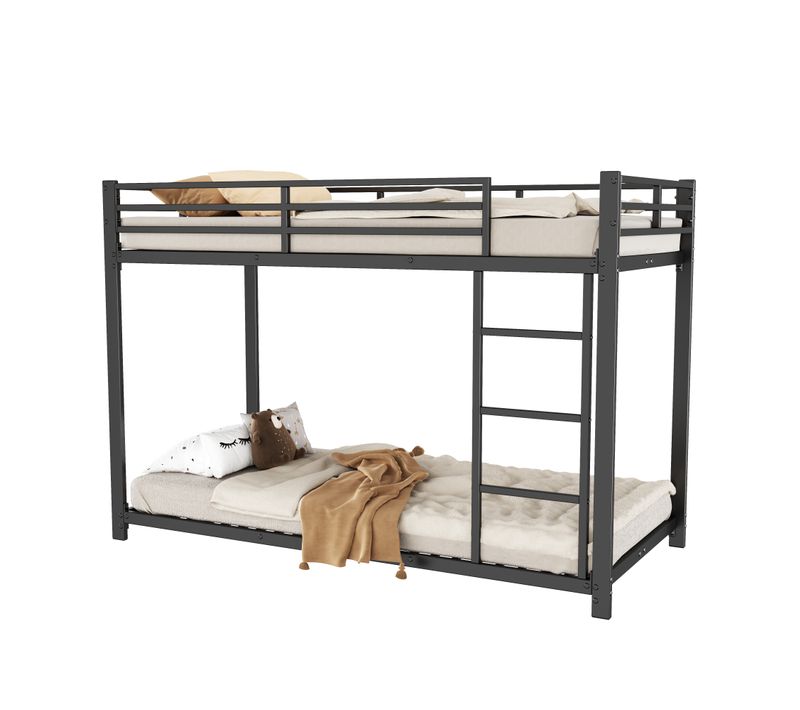 Lit Superposé 90x200 Cm En Métal Avec Structure Robuste Et Design Classique