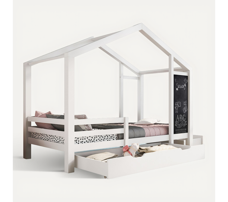 Lit Pour Enfant 90x200 Cm Avec Structure En Bois Et Tableau Intégrée