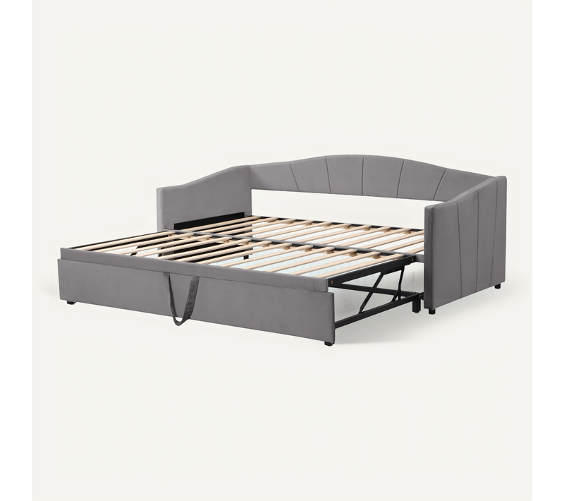 Canapé-lit 90/180x200 Cm Avec Structure Extensible Tissu Gris