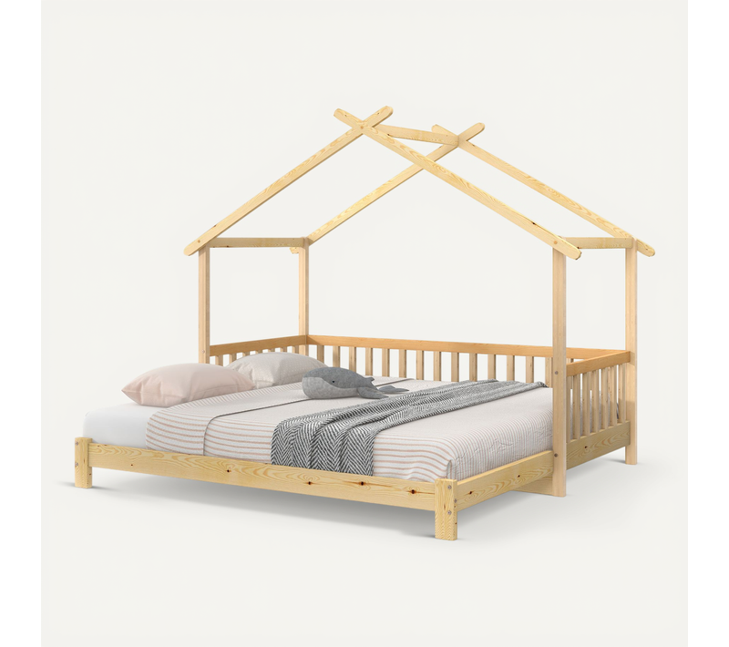 Lit Superposé 90/180x200 Cm Avec Structure Extensible Naturel