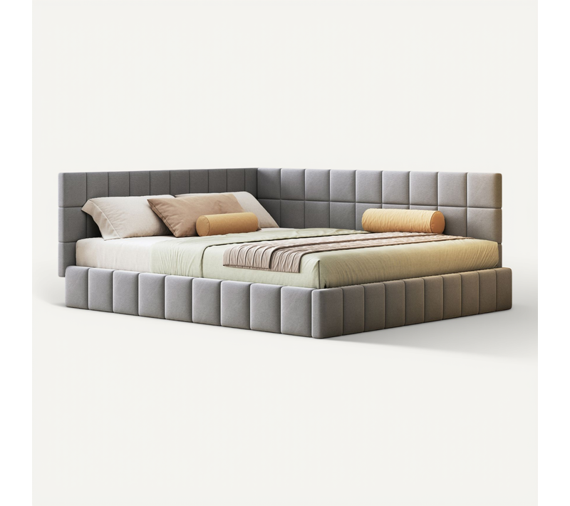 Canapé-lit 160x200 Cm Avec Sommier à Lattes Tissu Velours Gris