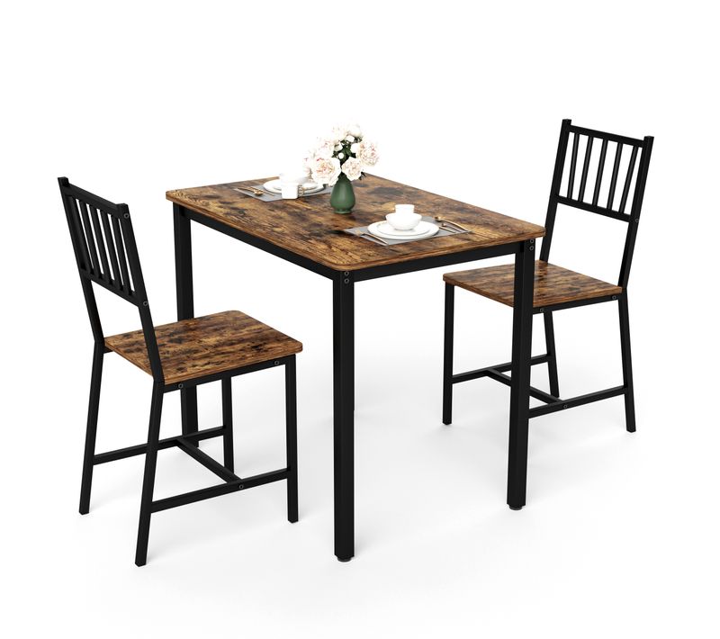 Ensemble Table De Bar Brun Rustique Et Noir 90 X 60 Cm Pour Cuisine