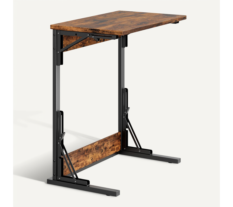 Bout de canapé En C 60 X 37 X 71 Cm Avec Structure Métallique Marron Rustique