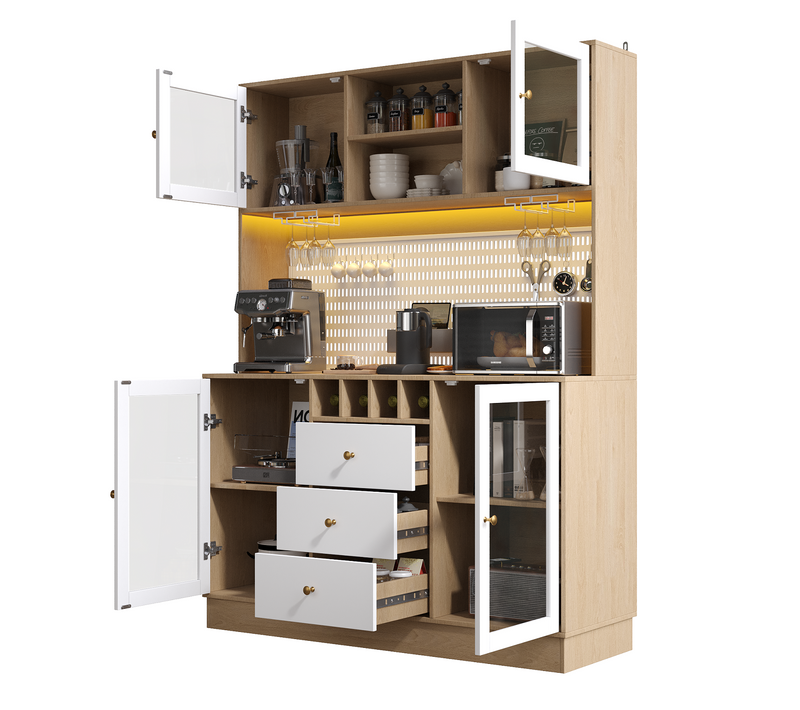 Buffet Haut Blanc 140 X 40 X 185,7 Cm Avec LED