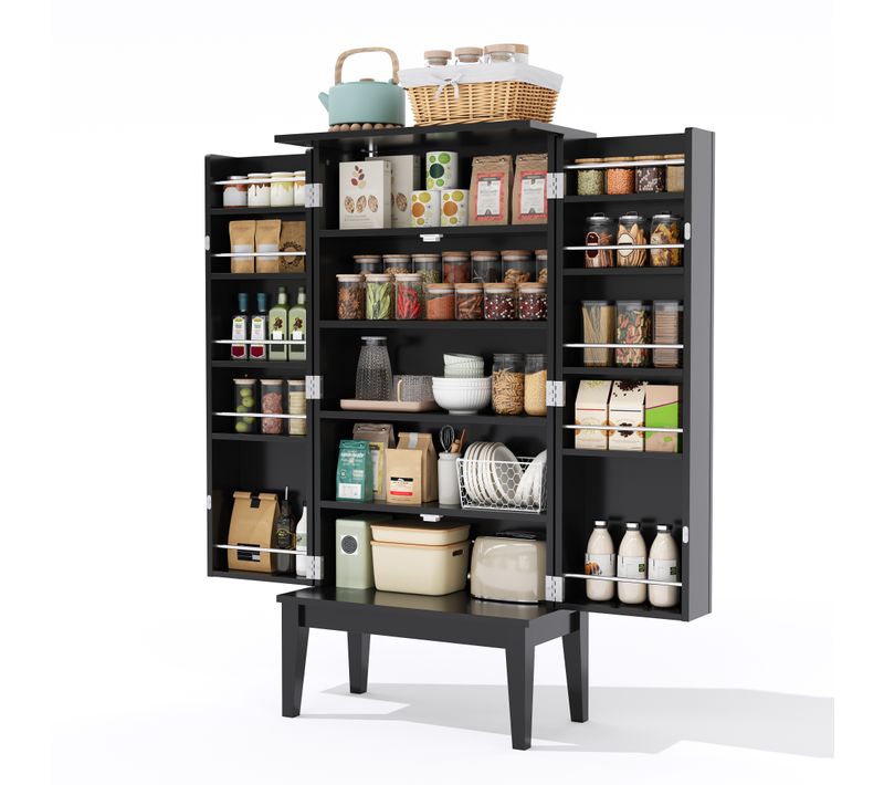 Buffet De Rangement Noir 120 X 59 X 30 Cm Style Vintage Pour Cuisine