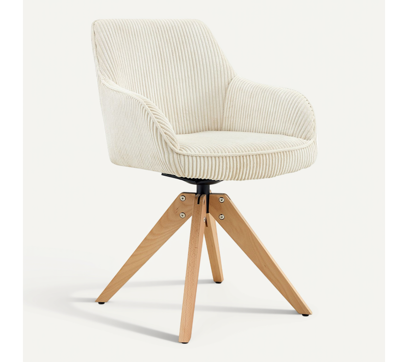 Lot De 2 Chaises Pivotantes écru Et Bois 360° Pour Salle à Manger