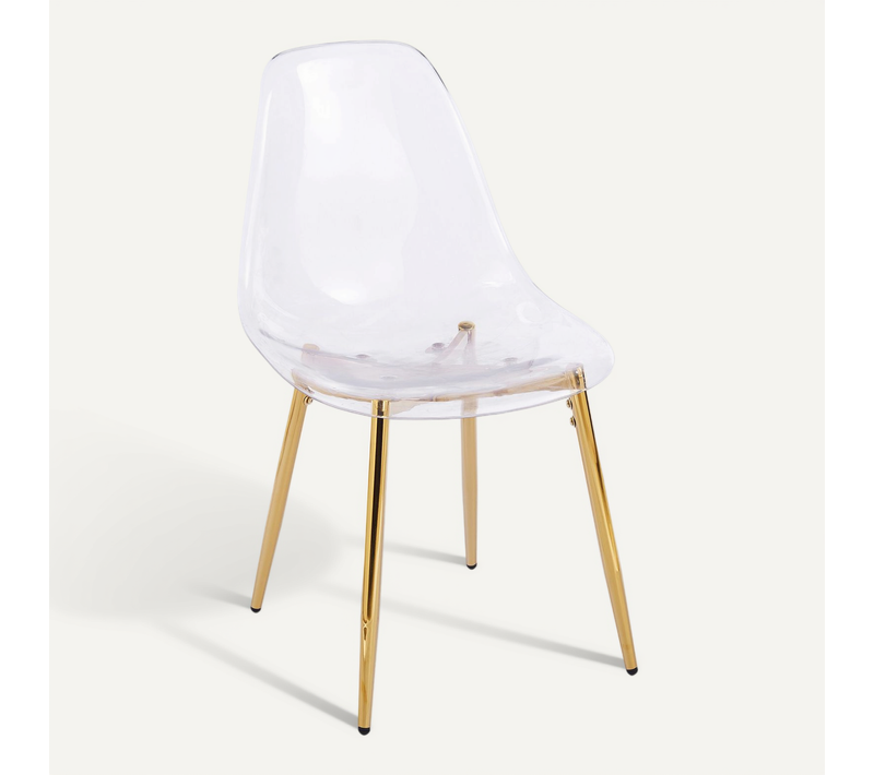Chaise Transparente Dorée En Abs Et Métal Pour Salle à Manger Ou Bureau