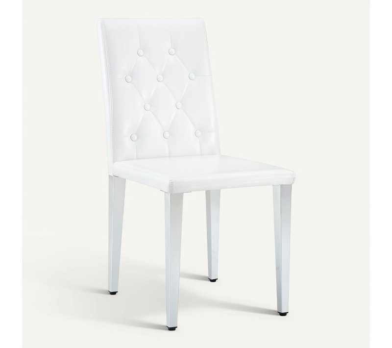 Lot De 4 Chaises De Salle à Manger Blanches Et Argentées 89 Cm