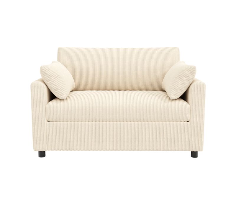 Canapé Convertible 2 Places Beige Avec Ports USB Et Table Pliante Pour Salon