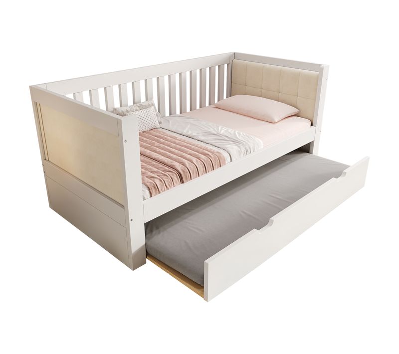 Lit 90x200 Cm Avec Lit Gigogne En Bois Blanc