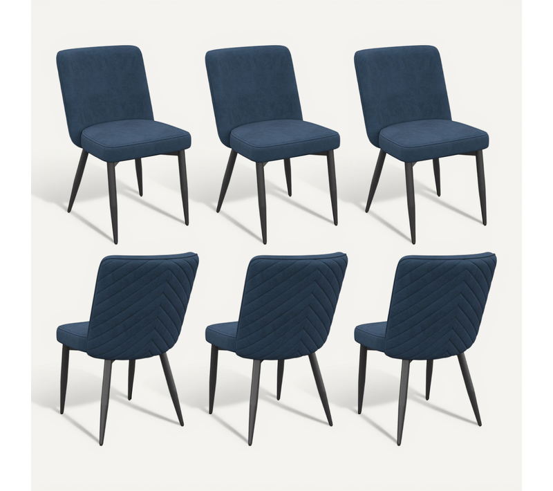 Lot De 6 Chaises De Salle à Manger Bleu Foncé En Velours