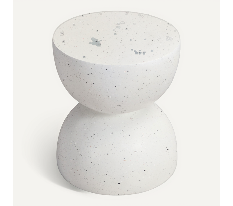 Table D’appoint En Mgo Avec Finition Terrazzo Blanche, Design Minimaliste