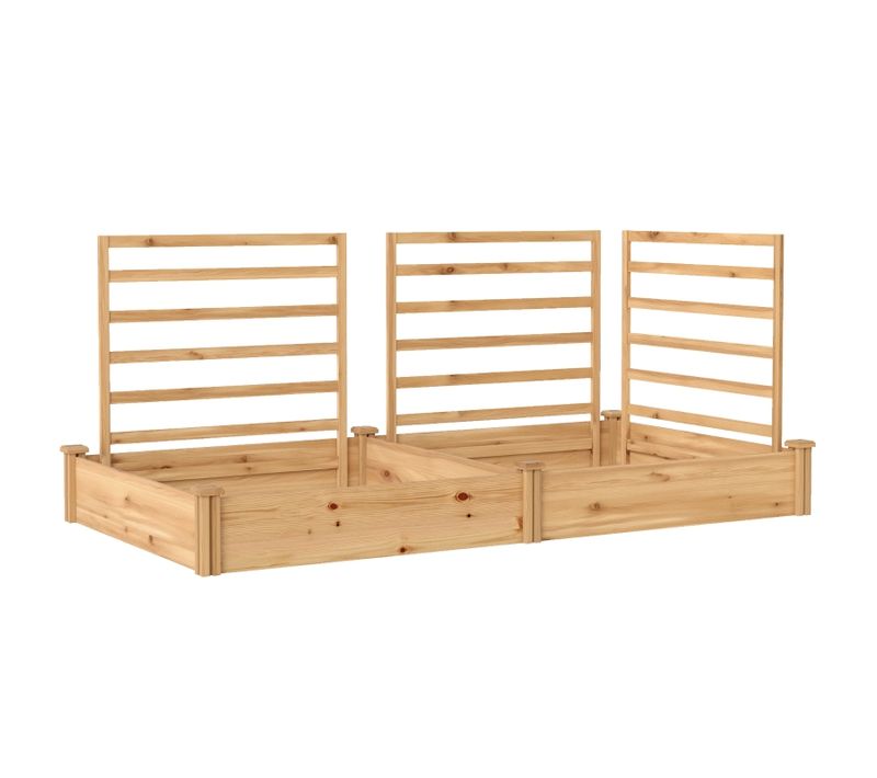 Carré Potager 240 X 125 Cm Avec 3 Treillis En Bois Naturel