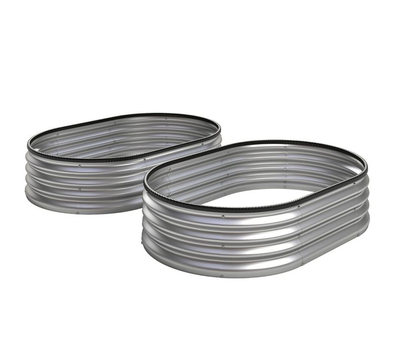 Lot De 2 Bacs à Planter 135 X 90 X 30 Cm En Acier Galvanisé Argenté