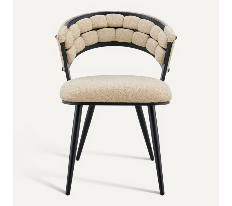 Lot De 2 Chaises De Salle à Manger Beige Et Noir En Velours Pour Cuisine Et Séjour