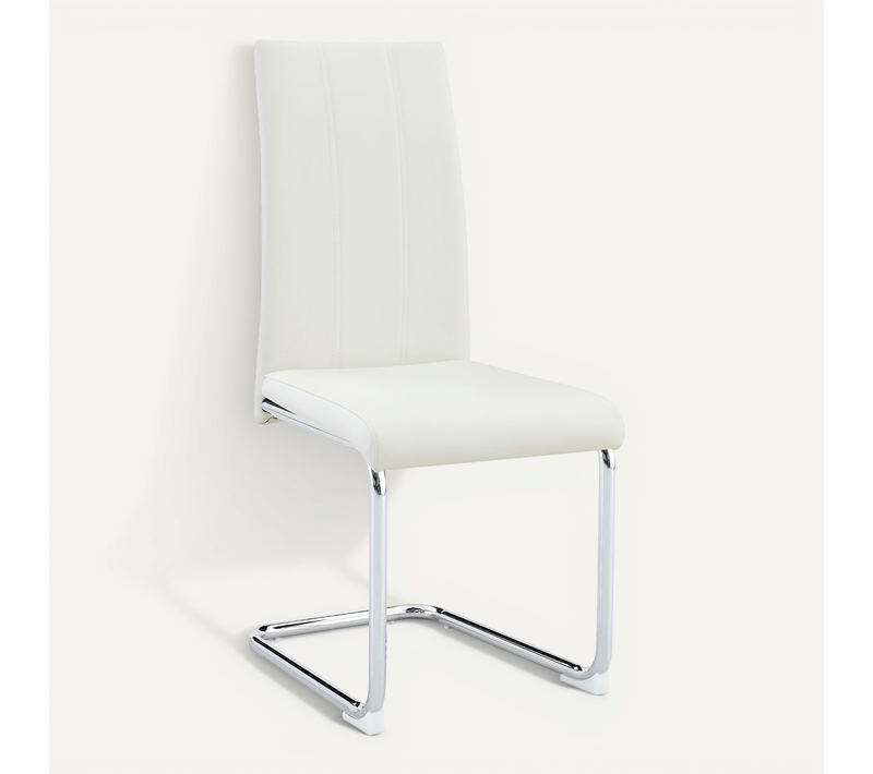 Chaise De Salle à Manger Blanche En Pu Et Métal Pour Cuisine Et Séjour