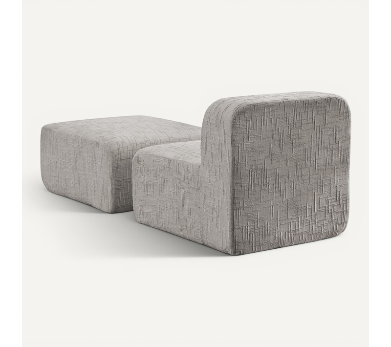 Canapé Compressé Modulable Gris En Chenille Pour Salon