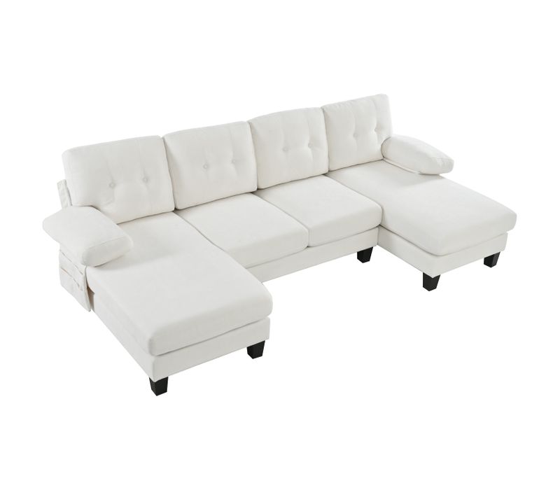 Canapé En U Beige 4 Places 268 Cm Avec Double Méridienne