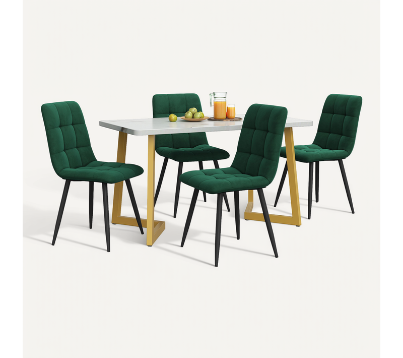 Ensemble Table Et 4 Chaises Rectangulaire, Gain De Place, Mdf Vert
