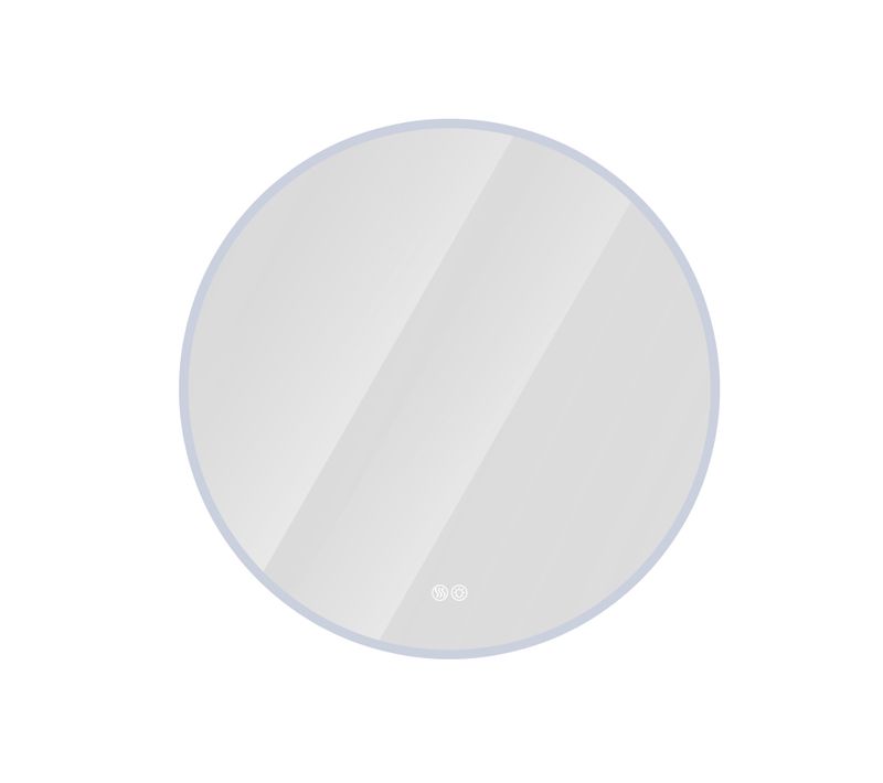 Miroir LED Rond 80 Cm, Anti-buée, Verre Métal Argenté