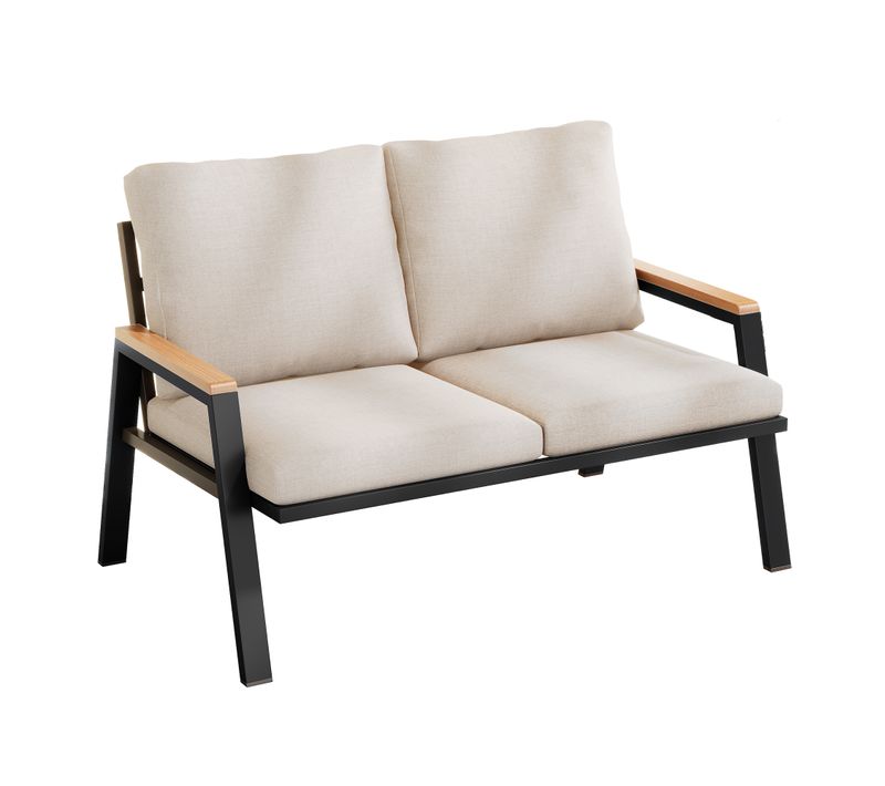 Canapé De Jardin 2 Places Style Industriel Polyester Gris
