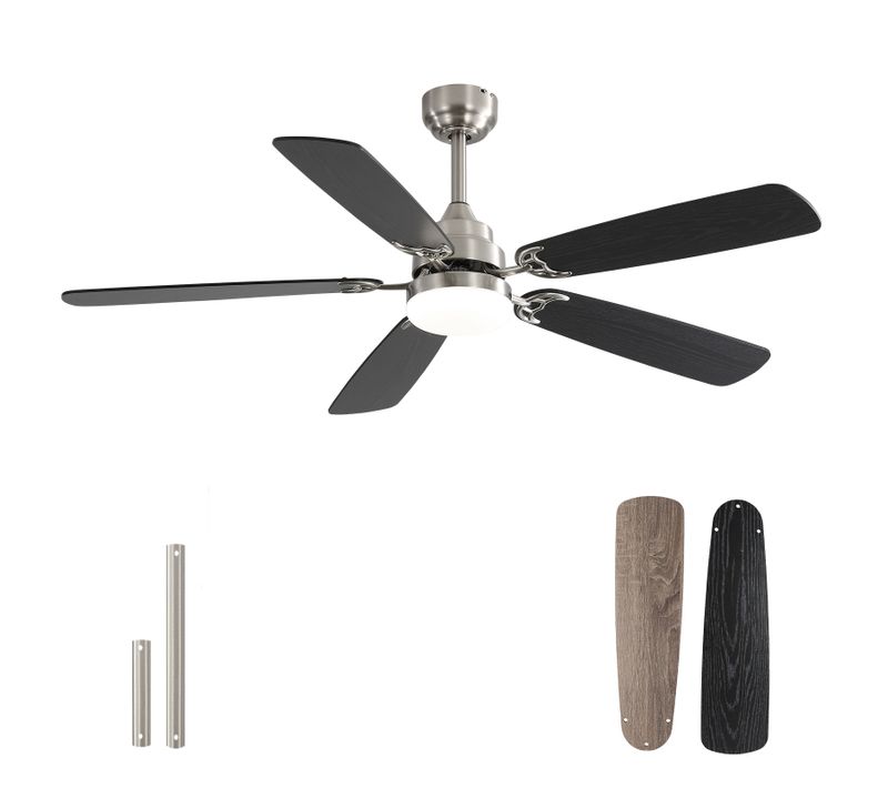 Ventilateur De Plafond LED Dimmable Mémoire Mdf Nickel Brossé