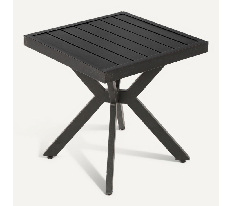 Table Basse De Jardin Carrée D'appoint, Aluminium, Brun Foncé, Pour Terrasse, 45 × 45 × 47 Cm