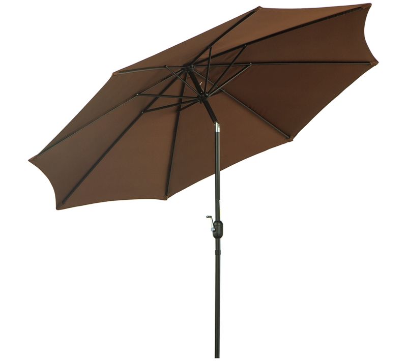 Parasol Inclinable Avec Manivelle, Toile Polyester Déperlante, Café, D. 295 × 250 Cm