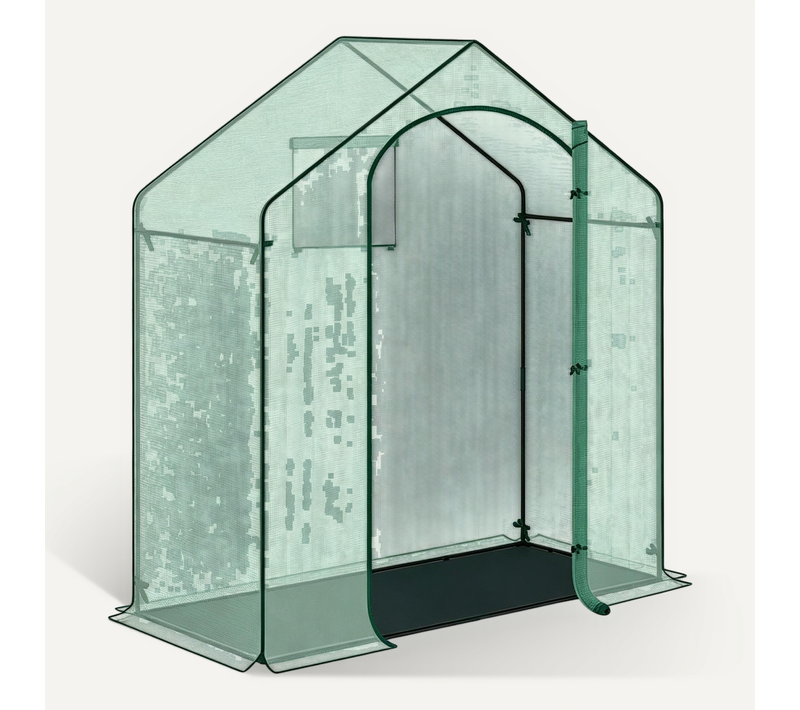 Serre Tunnel En Polyéthylène, Toit Incliné Et Porte Enroulable, Vert 200 × 80 × 200 Cm