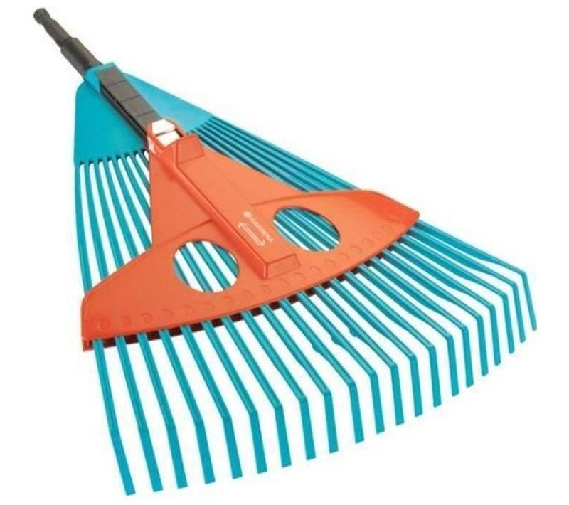 Râteau à Gazon Réglable Combisystem 35–52 Cm • 22 Dents Acier • Tête Plastique Renforcée