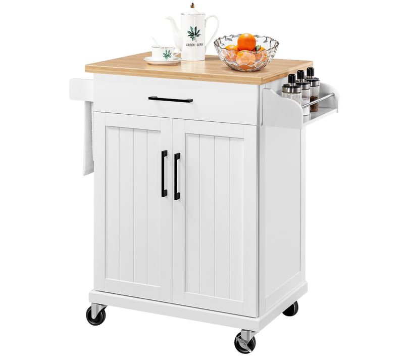 Desserte Cuisine Roulettes Chariot Meuble Cuisne Salle à Manger Multi Rangement Blanc