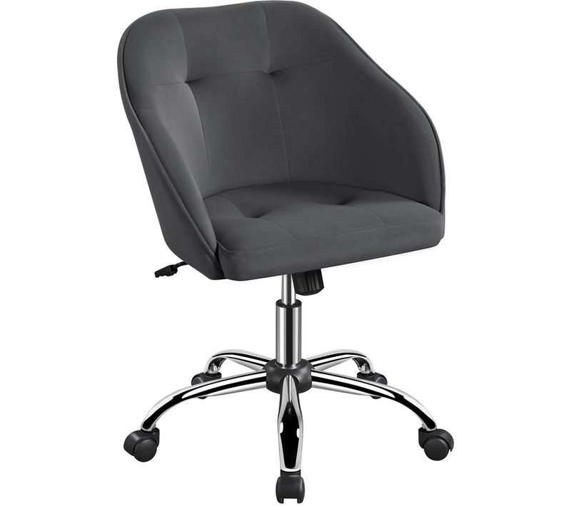 Chaise De Bureau Capitonné à Roulettes En Velours Gris