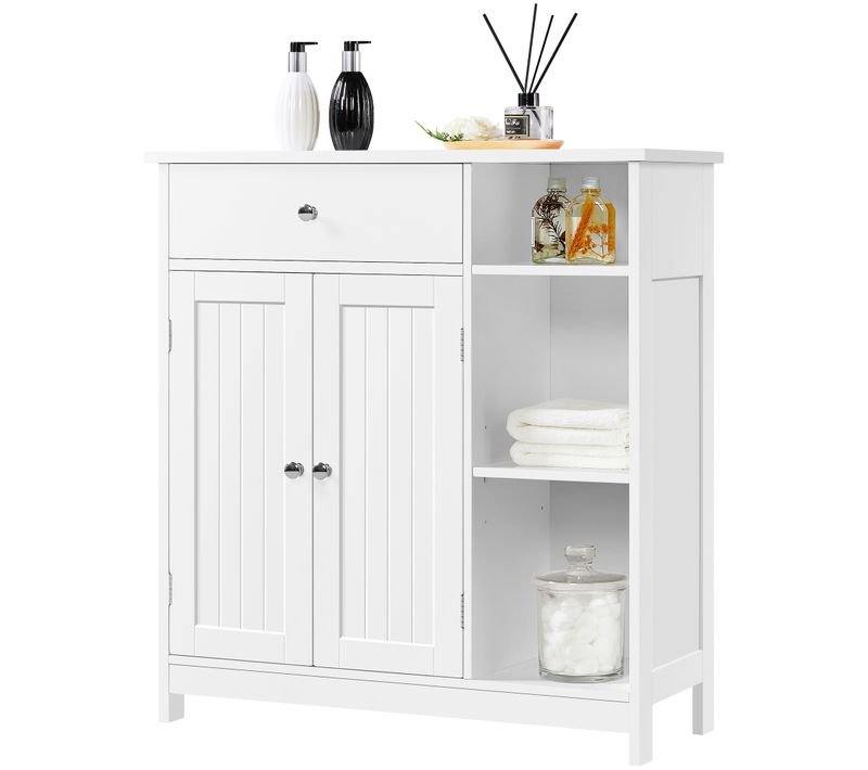 Meuble Salle De Bain Rangement 1 Armoire 2 Etagères Réglables 1 Tiroir 3 Casiers  75 X 30 X 80 Cm