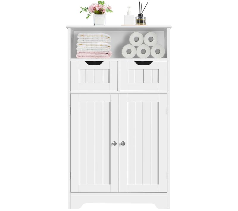 Yaheetech Armoire Salle de Bain Meuble salon Cuisine Blanc 60 x 30 x 105 cm
