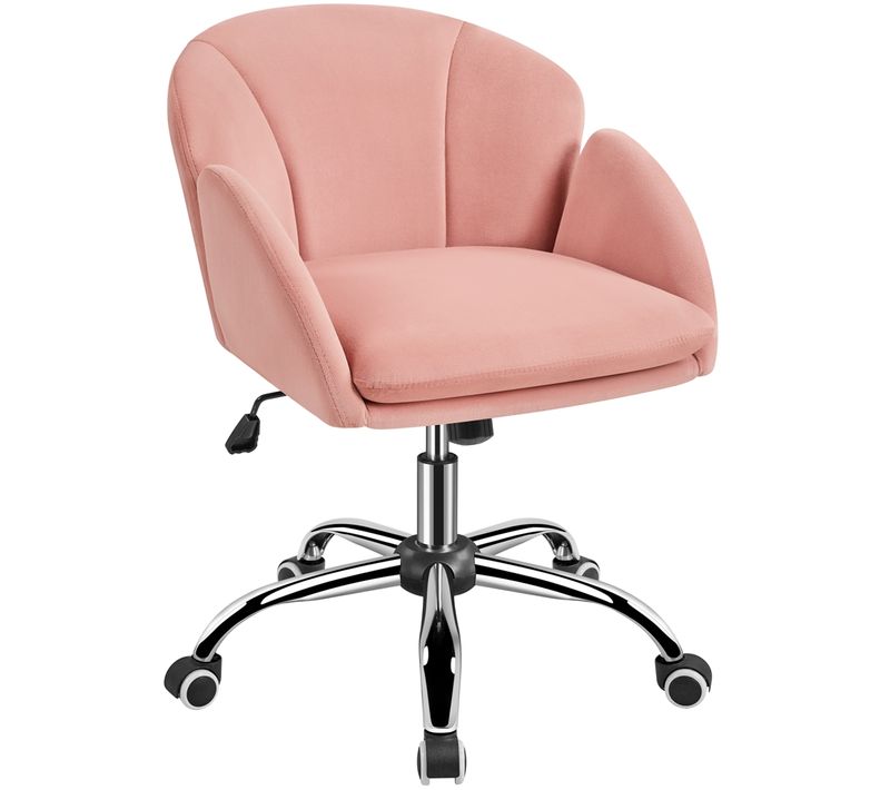 Chaise Bureau Design Fleur En Similicuir Réglable En Hauteur Avec Dossier Arrondi  Rose