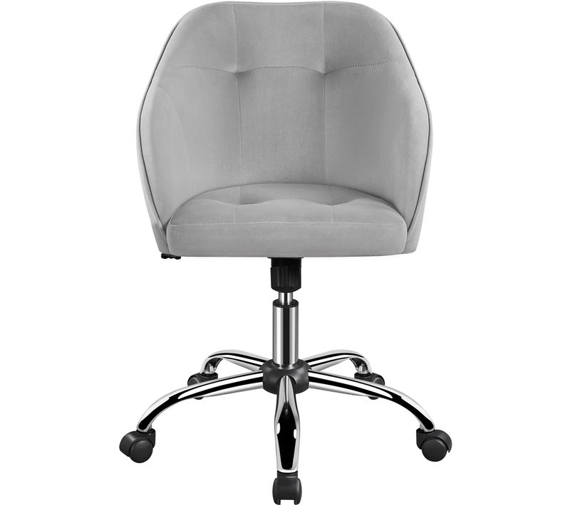 Chaise Dactylo En Velours à Roulettes Réglable En Hauteur, Gris Clair